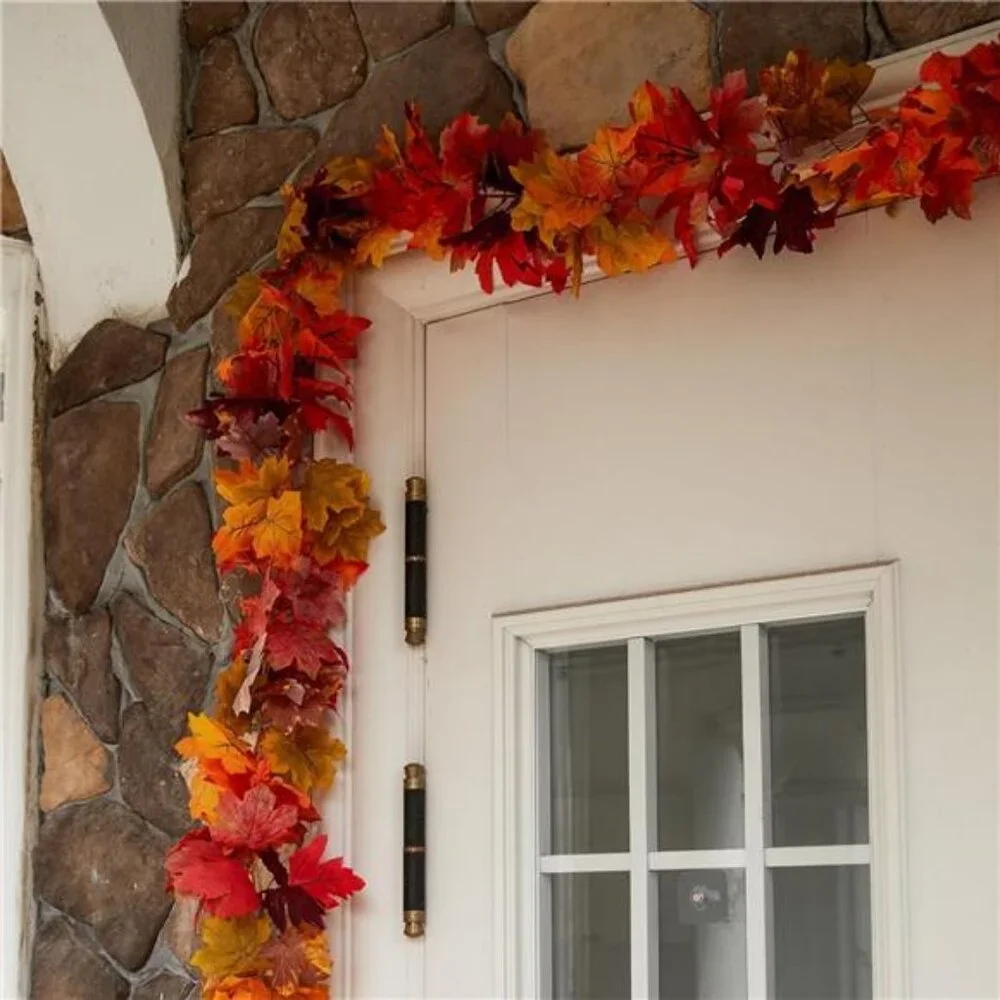 6PCS Fall Maple Leaves Garland, Party Joy 5.6Ft Artificial Maple Leaf Autumn